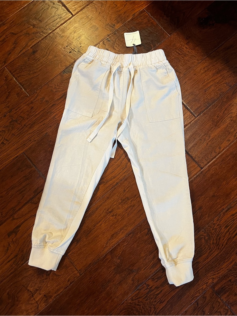 NWT Dress Forum Natural Linen Blend Jogger Pants Small